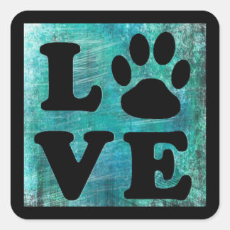Black and Teal Pet Paw Prints Dog or Cat Stickers
