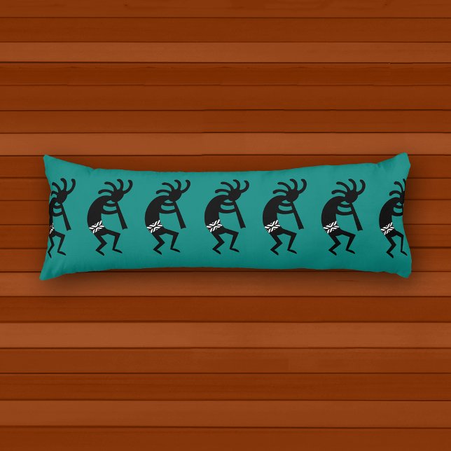 Black And Teal Southwest Kokopelli Pattern Body Cushion (Creator Uploaded)