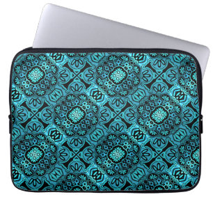 Black and teal Tribal Laptop sleeve