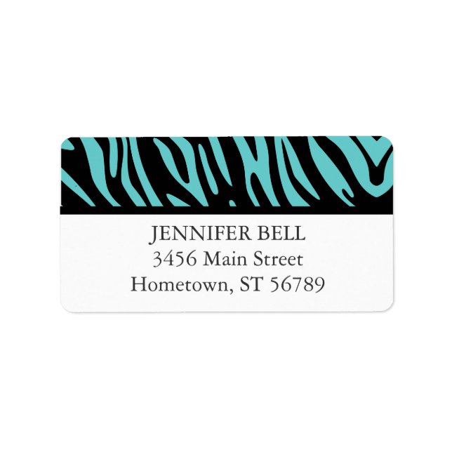 Black and Teal Zebra Address Label (Front)