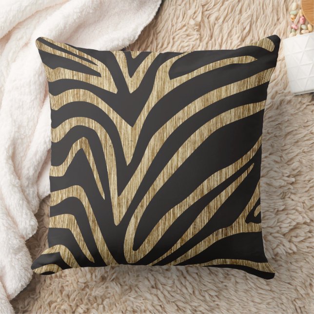 Black and Textured Off White Zebra  Cushion (Blanket)