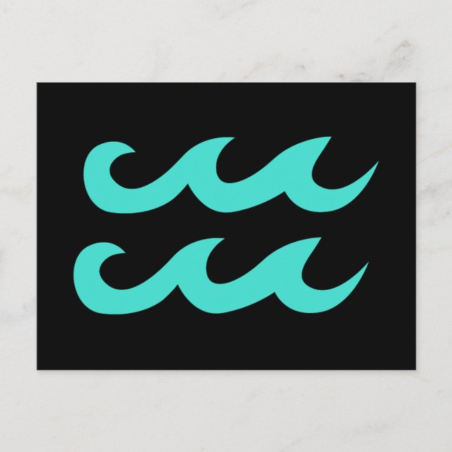 Black and Turquoise Aquarius Symbol Postcard (Front)
