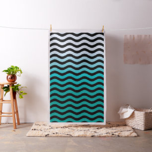 Black and Turquoise Hue Stripes Fabric