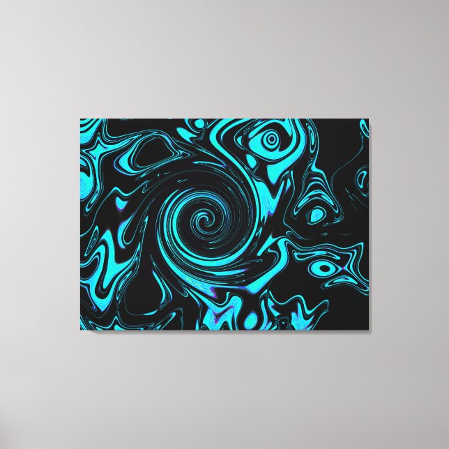 Black and Turquoise Swirl  Abstract  Canvas Print (Front)