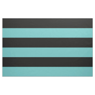 Black and Turquoise Wide Stripes Large Scale Fabric