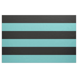 Black and Turquoise Wide Stripes Large Scale Fabric