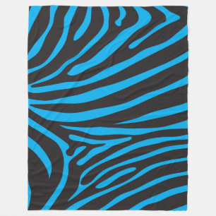 Black and Turquoise Zebra Print Fleece Blanket