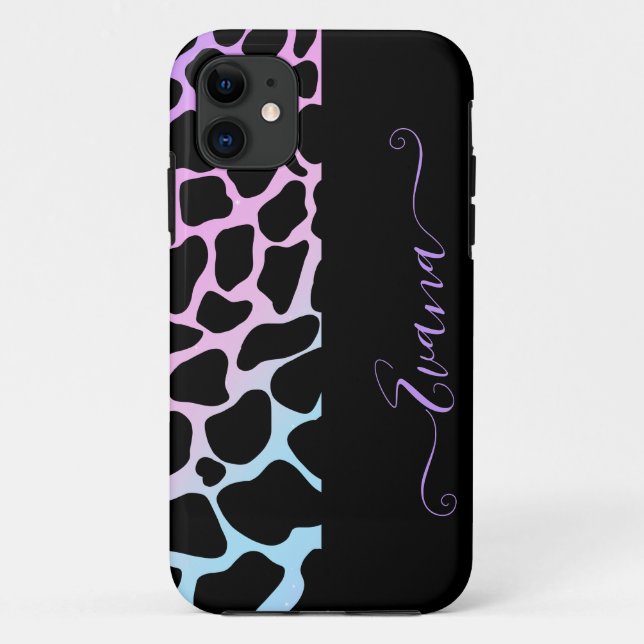 Black and union theme Cow Spots custom name  Case-Mate iPhone Case (Back)