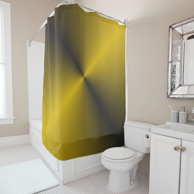 Black and Vibrant Gold Shower Curtain (In Situ)