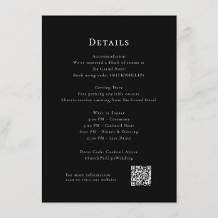 black and wh Modern Wedding Details E Enclosure Card