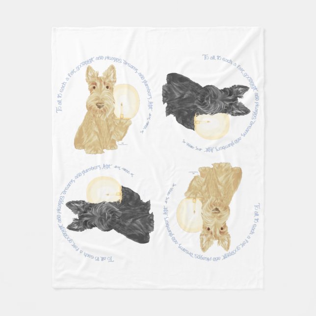 Black and Wheaten Scotties Fleece Blanket (Front)