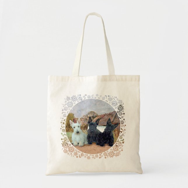 Black and Wheaten Scottish Terriers Tote Bag (Front)