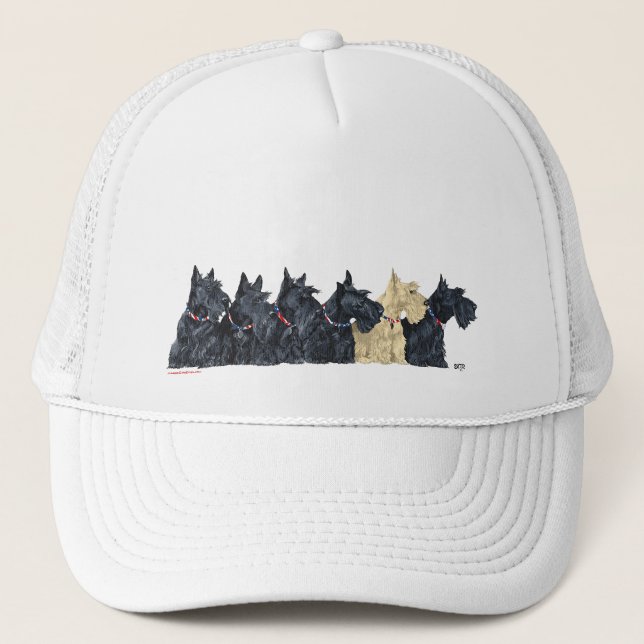 Black and Wheaten Scottish Terriers Trucker Hat (Front)