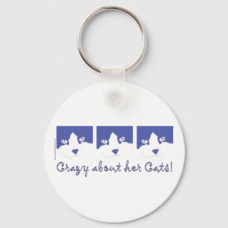 black and whit longhaired cat key ring