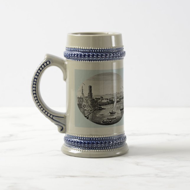 Black and White 1888 Old Port Royal Jamaica Beer Stein (Left)