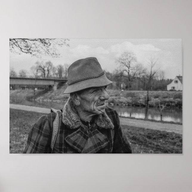 Black and White 1968 European Portrait of a Man Poster (Front)