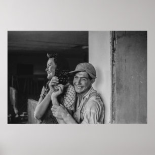 Black and White 1968 European Portrait of a Young  Poster