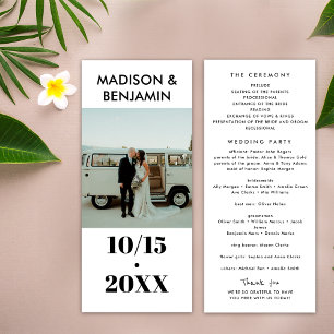 Black and White 1 Photo Bold Minimalist Wedding Programme