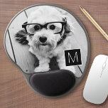 Black and White 1 Photo Collage Custom Monogram Gel Mouse Pad<br><div class="desc">You can use Instagram photos for this design. Use three square photos to create a unique and personal gift. Or you can keep the hipster puppy and make a trendy keepsake. If you need to adjust the pictures,  click on the customise tool to make changes.</div>