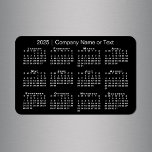 Black and White 2025 Calendar with Custom Text Magnet<br><div class="desc">Modern custom magnet features a white 2025 calendar on a black background. Add your company's name, your name, or other personalised text in the sidebar. (Changing the 2025 year text will NOT change the calendar.) Makes a great promotional giveaway or gift. If you'd like a different colour background to match...</div>