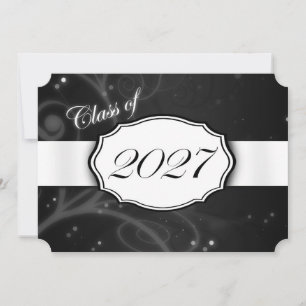 Black and White 2027 Graduation Invitations