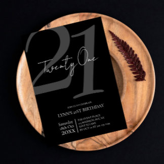 Black And White 21st Birthday Invitation