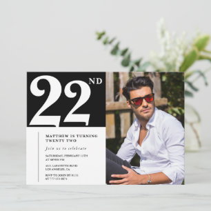 Black and White 22nd birthday Invitations