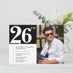 Black and White 26th birthday Invitations