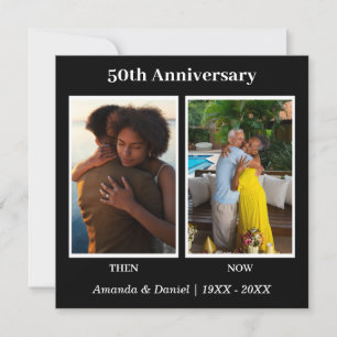 Black and White 2 Photo Collage Anniversary Card