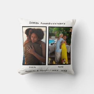 Black and White 2 Photo Collage Anniversary Cushion