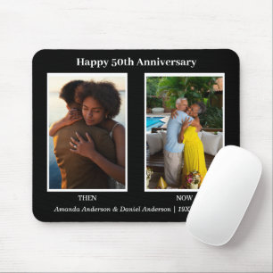 Black and White 2 Photo Collage Anniversary Mouse Pad
