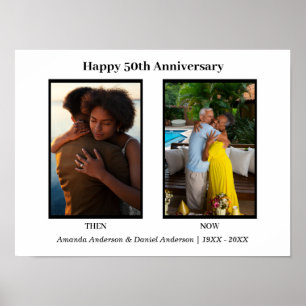 Black and White 2 Photo Collage Anniversary Poster