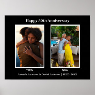 Black and White 2 Photo Collage Anniversary Poster