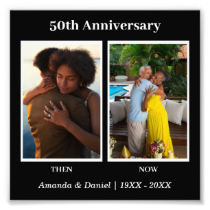 Black and White 2 Photo Collage Anniversary Print