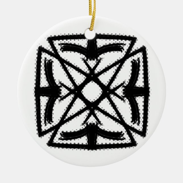 Black and White #2 "The Phoenix" Ceramic Tree Decoration (Front)