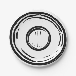 Black and White 2D Party Optical Illusion Paper Plate