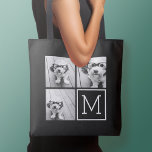 Black and White 3 Photo Collage Custom Monogram<br><div class="desc">You can use Instagram photos for this design. Use three square photos to create a unique and personal gift. Or you can keep the hipster puppy and make a trendy keepsake. If you need to adjust the pictures,  click on the customise tool to make changes.</div>