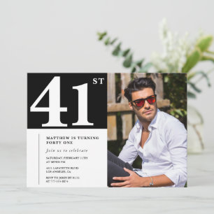 Black and White 41st birthday Invitations Photo