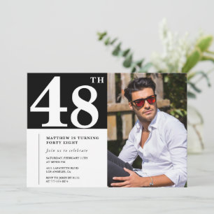 Black and White 48th birthday Invitations Photo