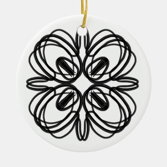 Black and White #5 Clover Ceramic Tree Decoration (Front)