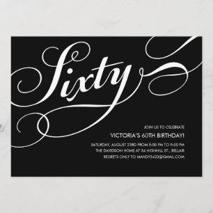 Black and White 60th Birthday Invitations