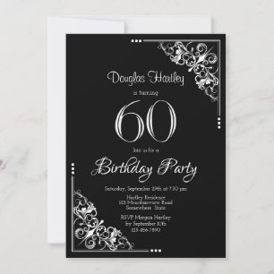 Black and White 60th Birthday Party Invitation