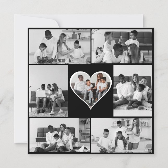 Black and White 7 Photo Collage Announcement (Front)