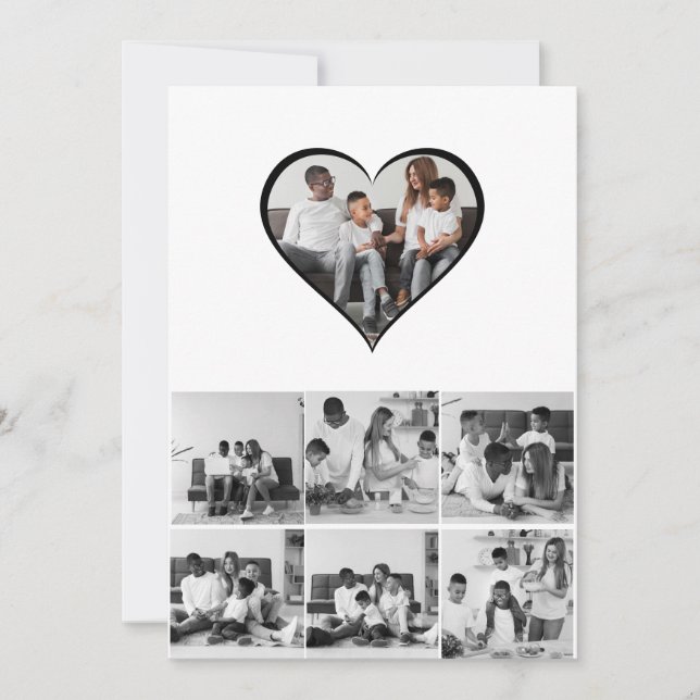 Black and White 7 Photo Collage Card (Front)