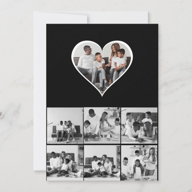 Black and White 7 Photo Collage Card (Front)