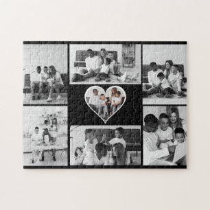 Black and White 7 Photo Collage Jigsaw Puzzle