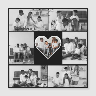 Black and White 7 Photo Collage Magnetic Invitation