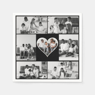 Black and White 7 Photo Collage Napkin