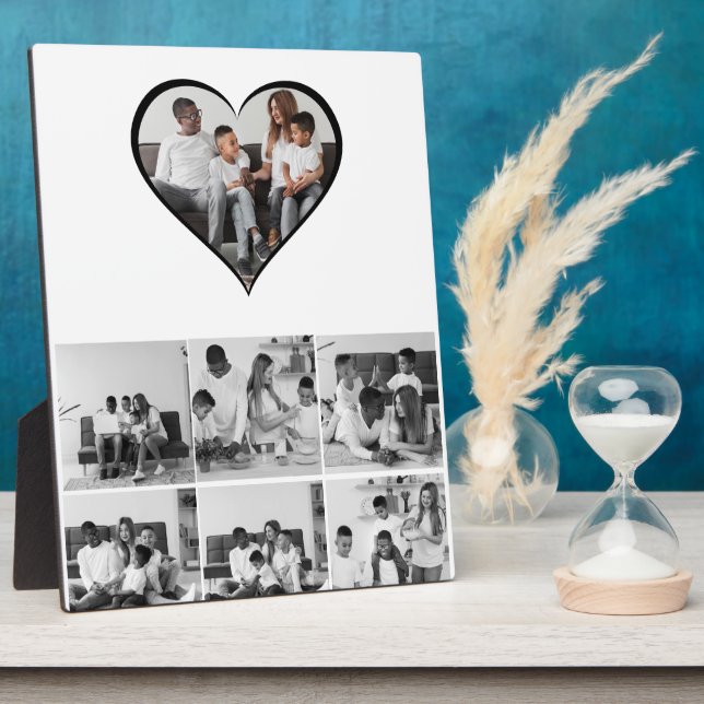 Black and White 7 Photo Collage Plaque (Side)