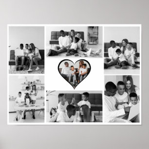 Black and White 7 Photo Collage Poster